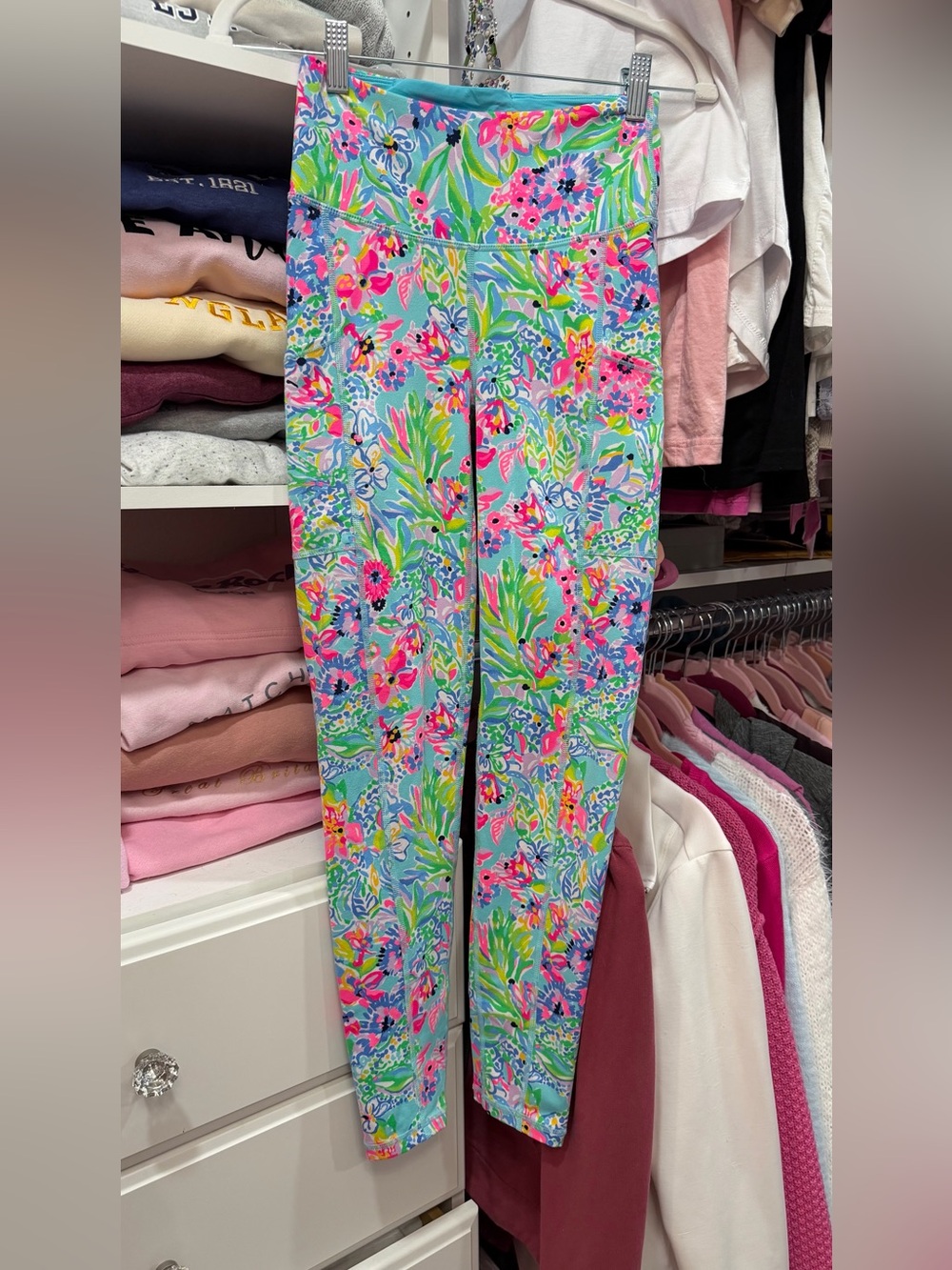 Lilly Pulitzer Aqua Floral High-Rise Leggings